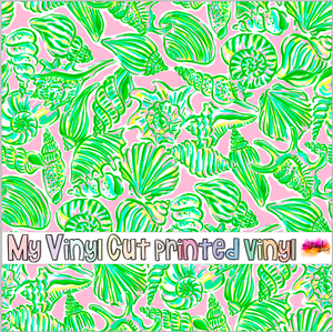 Printed Vinyl & HTV Seashelly Pink Pattern 12 x 12 inch sheet