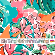 Load image into Gallery viewer, Printed Vinyl, HTV &amp; Waterslide Green Tropical Plants Patterns 12 x 12 inch sheet