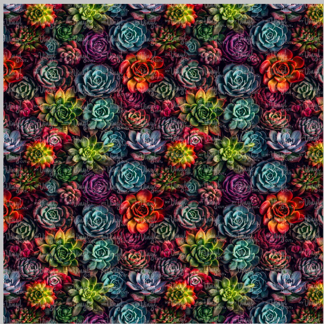 Printed Vinyl & HTV Dark SUCCULENTS Patterns 12 x 12 inch sheet