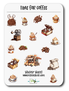 Sticker Sheet 86 Set of little planner stickers Time for Coffee