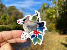 Load image into Gallery viewer, Sticker | 38E | Cedar Waxwing | Waterproof Vinyl Sticker | White | Clear | Permanent | Removable | Window Cling | Glitter | Holographic