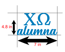 Load image into Gallery viewer, Chi-O Alumna | Chi Omega | Vinyl Decal | Car Decal | Laptop Decal | Transfer Decal |