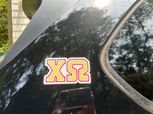 Load image into Gallery viewer, Chi Omega Greek Letters Sorority Refrigerator Magnet 4 x 2 inches