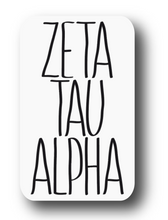 Load image into Gallery viewer, Sorority Sticker | Zeta Tau Alpha | ZTA_J | Tall Skinny Stack Lettering | Waterproof Vinyl Sticker | Permanent (Copy) (Copy)