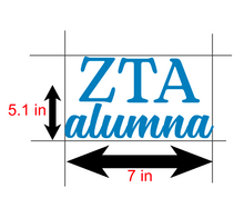 Load image into Gallery viewer, ZTA Alumna | Zeta Tau Alpha | Vinyl Decal | Car Decal | Laptop Decal | Transfer Decal |
