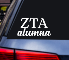 Load image into Gallery viewer, ZTA Alumna | Zeta Tau Alpha | Vinyl Decal | Car Decal | Laptop Decal | Transfer Decal |