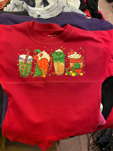 Boxercraft Brand Red Long Sleeved T Shirt with Grinch Drinks Design