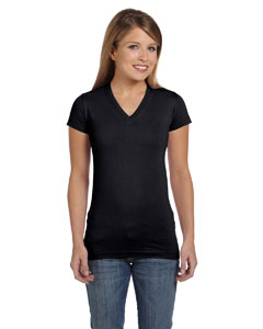 LAT Ladies' Junior Fit V Neck Fine Jersey T Shirt