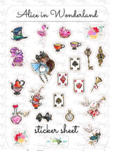 Load image into Gallery viewer, Sticker Sheet 43 Set of little planner stickers Alice in Wonderland