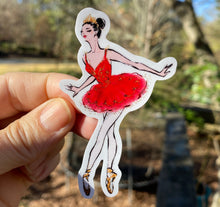 Load image into Gallery viewer, Sticker |  | Ballerina in Red | Waterproof Vinyl Sticker | White | Clear | Permanent | Removable | Window Cling | Glitter | Holographic
