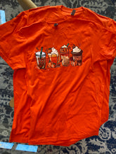 Load image into Gallery viewer, T Shirt Orange 100% Cotton for Fall with Pumpkin Spice Coffee Drinks Designs