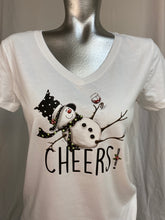 Load image into Gallery viewer, T Shirt My Vinyl Cut brand Cheers! Winter Tipsy Snowman