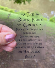 Load image into Gallery viewer, Sticker | 53B | Black Flame Candle Poem | Waterproof Vinyl Sticker | White | Clear | Permanent | Removable | Window Cling | Glitter | Holographic