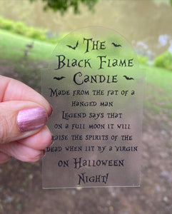 Sticker | 53B | Black Flame Candle Poem | Waterproof Vinyl Sticker | White | Clear | Permanent | Removable | Window Cling | Glitter | Holographic
