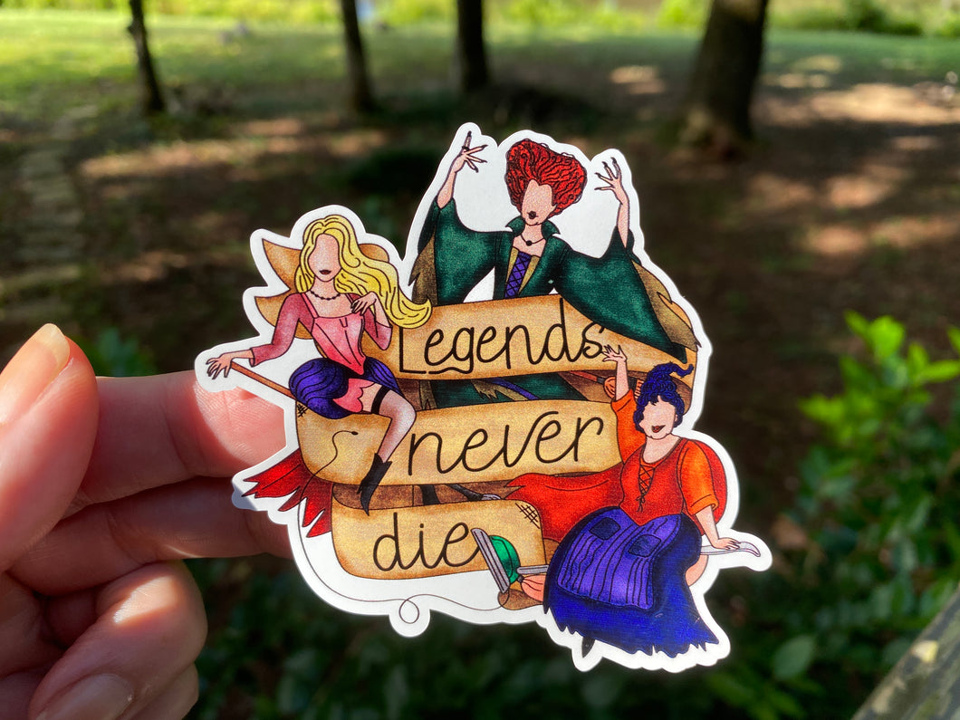 Sticker | 53P | Legends Never Die | Waterproof Vinyl Sticker | White | Clear | Permanent | Removable | Window Cling | Glitter | Holographic