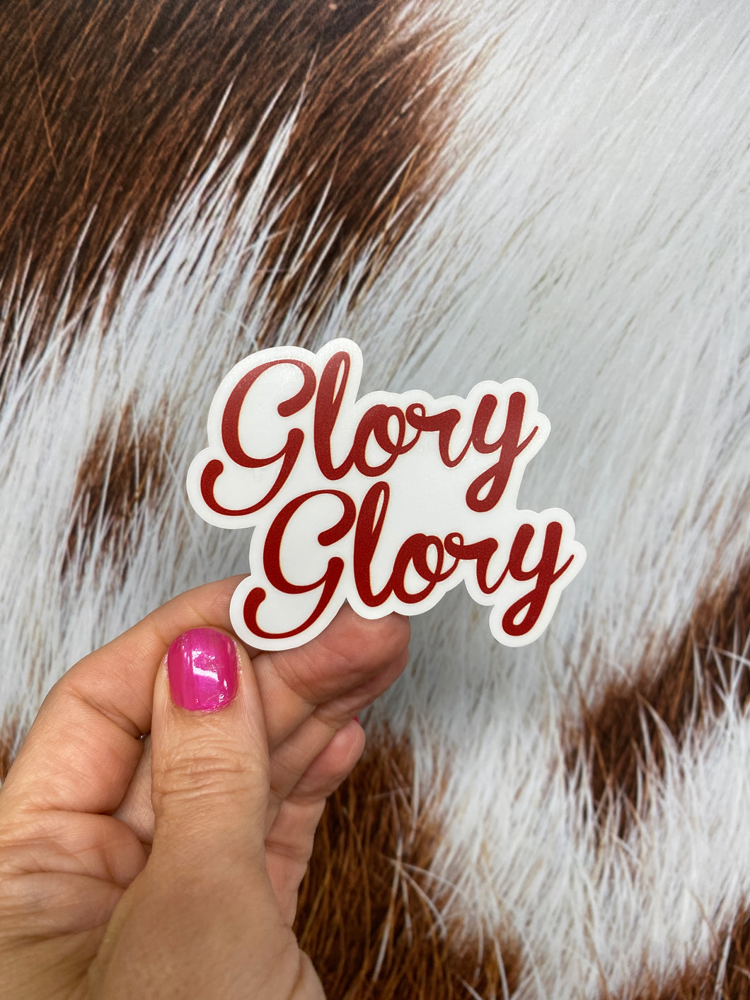 Sticker Glory Glory in Red Lettering CLEARANCE