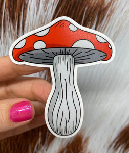 Sticker | 43I | Mushroom | Waterproof Vinyl Sticker | White | Clear | Permanent | Removable | Window Cling | Glitter | Holographic