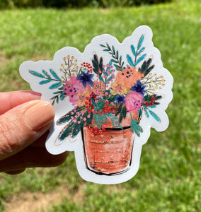 Sticker 3J Garden Pot with Plant Flowers