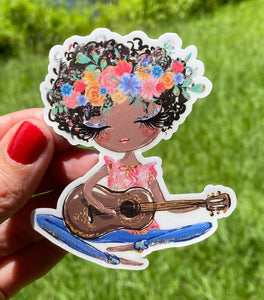 Sticker | 34B | Musician | Waterproof Vinyl Sticker | White | Clear | Permanent | Removable | Window Cling | Glitter | Holographic