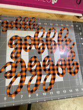 Load image into Gallery viewer, HTV Transfer Gobble in Orange &amp; Black Buffalo Plaid