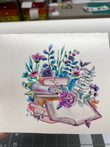 Waterslide Decal Open Book Books with Flowers