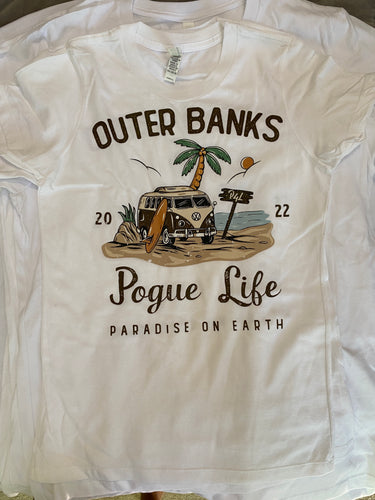 Outer Banks White or Gray Cotton Ladies T Shirt