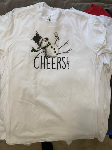 My Vinyl Cut brand T Shirt Cheers! Winter Tipsy Snowman