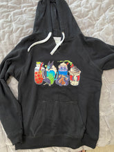 Load image into Gallery viewer, Hoodie Villains Themed Coffee Drinks Black V Neck Fleece