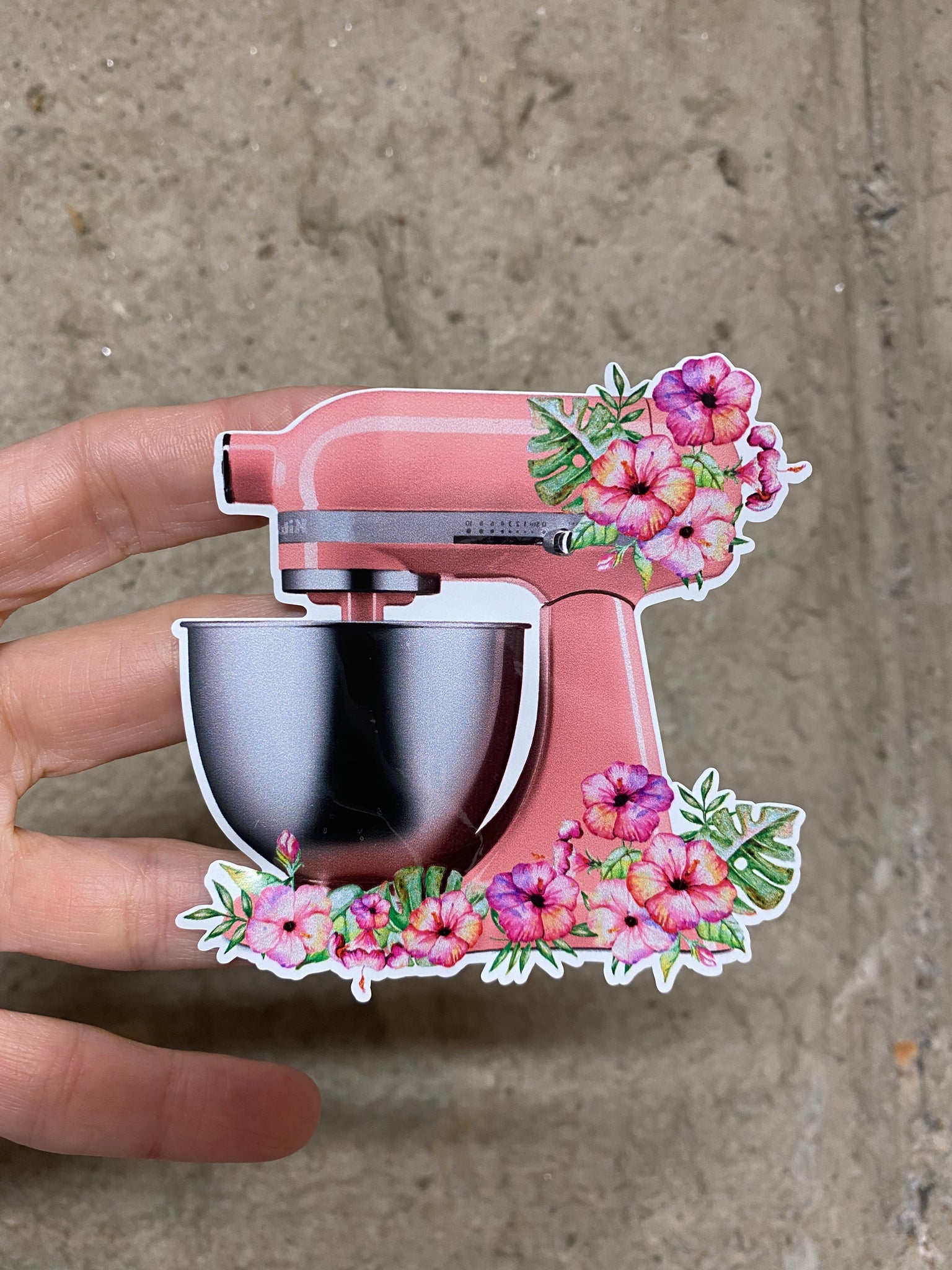 Sticker K4 Pink Kitchen Mixer with Flowers – MY VINYL CUT