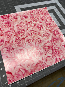 Printed Adhesive Vinyl or HTV PINK ROSES Pattern 8 x 12 inch sheet
