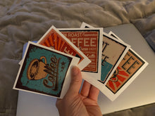 Load image into Gallery viewer, Sticker Set 48N Coffee Art Vintage 3 inch Set of 5 stickers