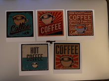 Load image into Gallery viewer, Sticker Set 48N Coffee Art Vintage 3 inch Set of 5 stickers