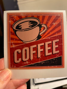 Sticker Set 48N Coffee Art Vintage 3 inch Set of 5 stickers