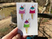 Load image into Gallery viewer, Sticker | 40P | 3 Ice Creams | Waterproof Vinyl Sticker | White | Clear | Permanent | Removable | Window Cling | Glitter | Holographic