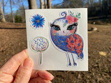Load image into Gallery viewer, Sticker | 34D | Owl Tree Flower| Waterproof Vinyl Sticker | White | Clear | Permanent | Removable | Window Cling | Glitter | Holographic