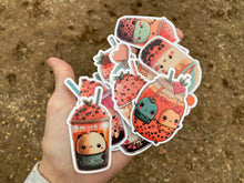 Load image into Gallery viewer, Fun Face Boba Tea Drinks Assorted Sticker Pack for Water Bottle, iPhone, MacBook, Phone, Phone Case, Laptop, Journal, Skateboard, Bike, Snowboard