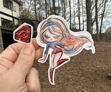 Load image into Gallery viewer, Sticker | 66H | SUPER HERO GIRL | Waterproof Vinyl Sticker | White | Clear | Permanent | Removable | Window Cling | Glitter | Holographic