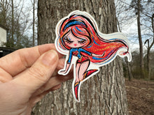 Load image into Gallery viewer, Sticker | 66I | SUPER HERO GIRL | Waterproof Vinyl Sticker | White | Clear | Permanent | Removable | Window Cling | Glitter | Holographic