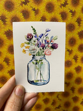 Load image into Gallery viewer, Waterslide Decal Colorful Wildflowers in a Clear Jar Vase