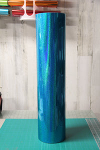 Griff Decorative Teal Glitter Holographic Adhesive Vinyl Printable Roll or 12 x 12 inch sheets