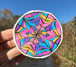 Sticker | 68P | Enid's Stained Glass Window | Waterproof Vinyl Sticker | White | Clear | Permanent | Removable | Window Cling | Glitter | Holographic