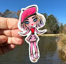 Load image into Gallery viewer, Sticker | 69E | Rainbow Girl | Waterproof Vinyl Sticker | White | Clear | Permanent | Removable | Window Cling | Glitter | Holographic