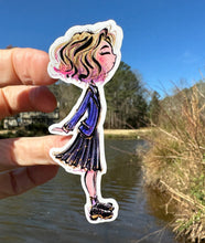 Load image into Gallery viewer, Sticker | 68N | Enid in purple dress | Waterproof Vinyl Sticker | White | Clear | Permanent | Removable | Window Cling | Glitter | Holographic