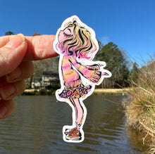 Load image into Gallery viewer, Sticker | 69C | Rainbow Girl | Waterproof Vinyl Sticker | White | Clear | Permanent | Removable | Window Cling | Glitter | Holographic