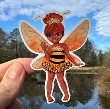 Load image into Gallery viewer, Sticker | 70E | Fairy Bee Girl | Waterproof Vinyl Sticker | White | Clear | Permanent | Removable | Window Cling | Glitter | Holographic