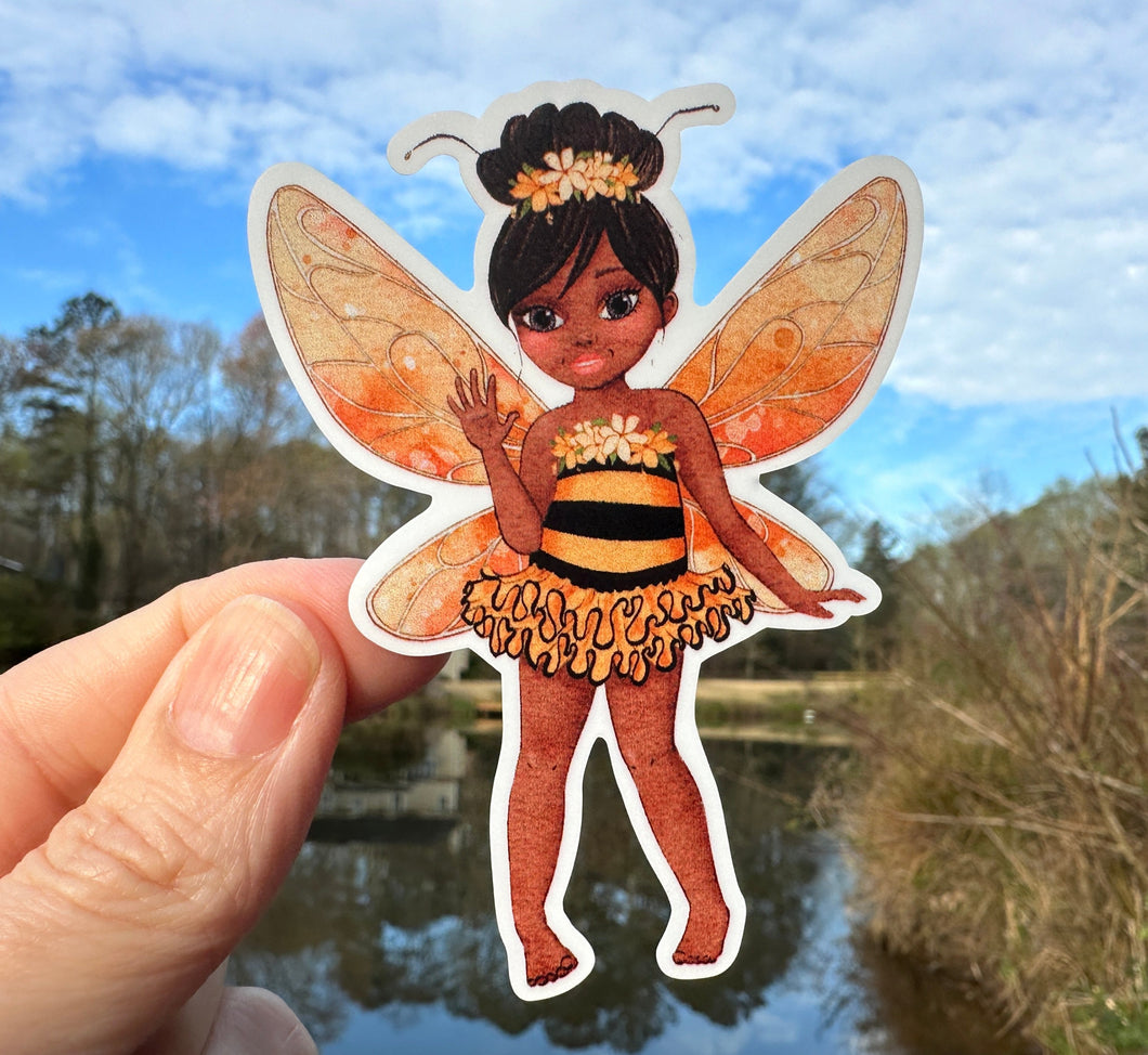 Sticker | 70D | Fairy Bee Girl | Waterproof Vinyl Sticker | White | Clear | Permanent | Removable | Window Cling | Glitter | Holographic