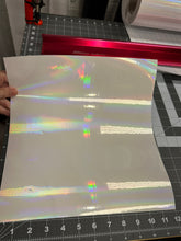 Load image into Gallery viewer, Holographic Oil Slick Laminating Sheets 6 x 12, 8 x 11, 8 1/2 x 11, 12 x 12 inches for Cold Laminating Sticker Overlay