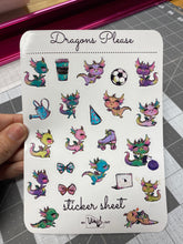 Load image into Gallery viewer, Sticker Sheet 37 Set of little planner stickers Cute Little Dragons