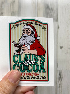 Sticker 16-O Santa Mint Hot Cocoa Drink Label