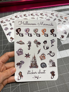 Sticker Sheet 39 Set of little planner stickers Halloween Mermaids